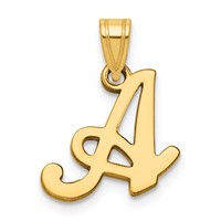 14K Yellow Gold Script Letter a Initial Pendant view 1