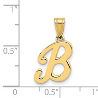 14K Yellow Gold Script Letter B Initial Pendant view 4