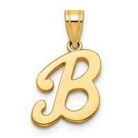 14K Yellow Gold Script Letter B Initial Pendant view 1