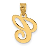 14K Yellow Gold Script Letter C Initial Pendant view 3