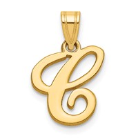 14K Yellow Gold Script Letter C Initial Pendant view 1