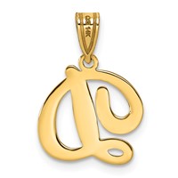 14K Yellow Gold Script Letter D Initial Pendant view 4