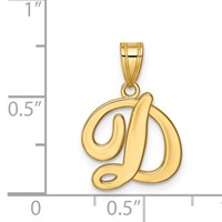 14K Yellow Gold Script Letter D Initial Pendant view 3