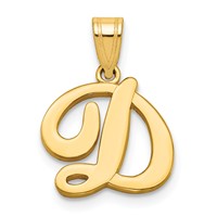 14K Yellow Gold Script Letter D Initial Pendant view 1