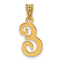 14K Yellow Gold Script Letter E Initial Pendant view 3
