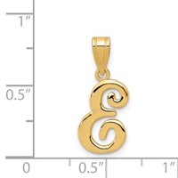 14K Yellow Gold Script Letter E Initial Pendant view 4