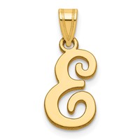 14K Yellow Gold Script Letter E Initial Pendant view 1