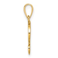 14K Yellow Gold Script Letter F Initial Pendant view 2