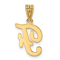 14K Yellow Gold Script Letter F Initial Pendant view 3