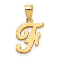 14K Yellow Gold Script Letter F Initial Pendant view 1