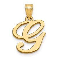 14KY Script Letter G Initial Pendant view 1