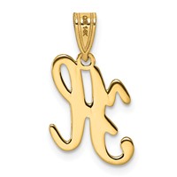 14K Yellow Gold Script Letter H Initial Pendant view 3