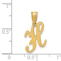 14K Yellow Gold Script Letter H Initial Pendant view 4