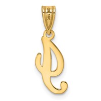14K Yellow Gold Script Letter I Initial Pendant view 3