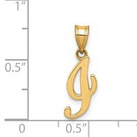 14K Yellow Gold Script Letter I Initial Pendant view 4