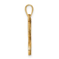 14K Yellow Gold Script Letter J Initial Pendant view 2