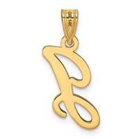 14K Yellow Gold Script Letter J Initial Pendant view 3