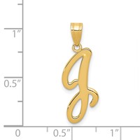 14K Yellow Gold Script Letter J Initial Pendant view 4