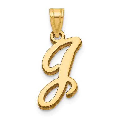 14K Yellow Gold Script Letter J Initial Pendant