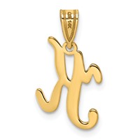 14K Yellow Gold Script Letter K Initial Pendant view 3
