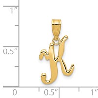 14K Yellow Gold Script Letter K Initial Pendant view 4