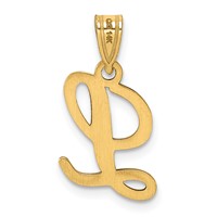 14K Yellow Gold Script Letter L Initial Pendant view 3