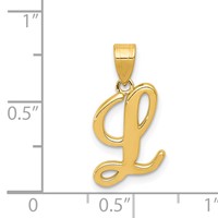 14K Yellow Gold Script Letter L Initial Pendant view 4