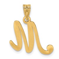 14KY Script Letter M Initial Pendant view 3