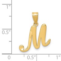 14KY Script Letter M Initial Pendant view 4