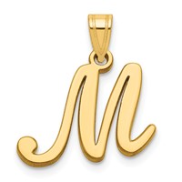 14KY Script Letter M Initial Pendant view 1