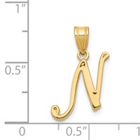 14K Yellow Gold Script Letter N Initial Pendant view 4