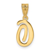 14K Yellow Gold Script Letter O Initial Pendant view 3