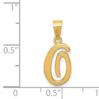 14K Yellow Gold Script Letter O Initial Pendant view 4