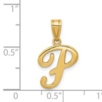 14KY Script Letter P Initial Pendant view 4