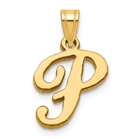14KY Script Letter P Initial Pendant view 1
