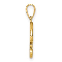 14K Yellow Gold Script Letter R Initial Pendant view 2