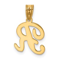 14K Yellow Gold Script Letter R Initial Pendant view 4