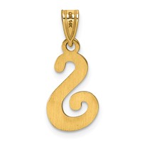 14K Yellow Gold Script Letter S Initial Pendant view 3