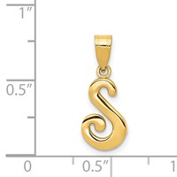 14K Yellow Gold Script Letter S Initial Pendant view 4