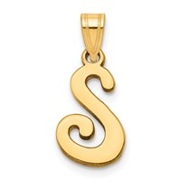 14K Yellow Gold Script Letter S Initial Pendant view 1