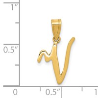 14K Yellow Gold Script Letter V Initial Pendant view 4