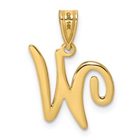 14K Yellow Gold Script Letter W Initial Pendant view 3