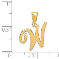 14K Yellow Gold Script Letter W Initial Pendant view 4