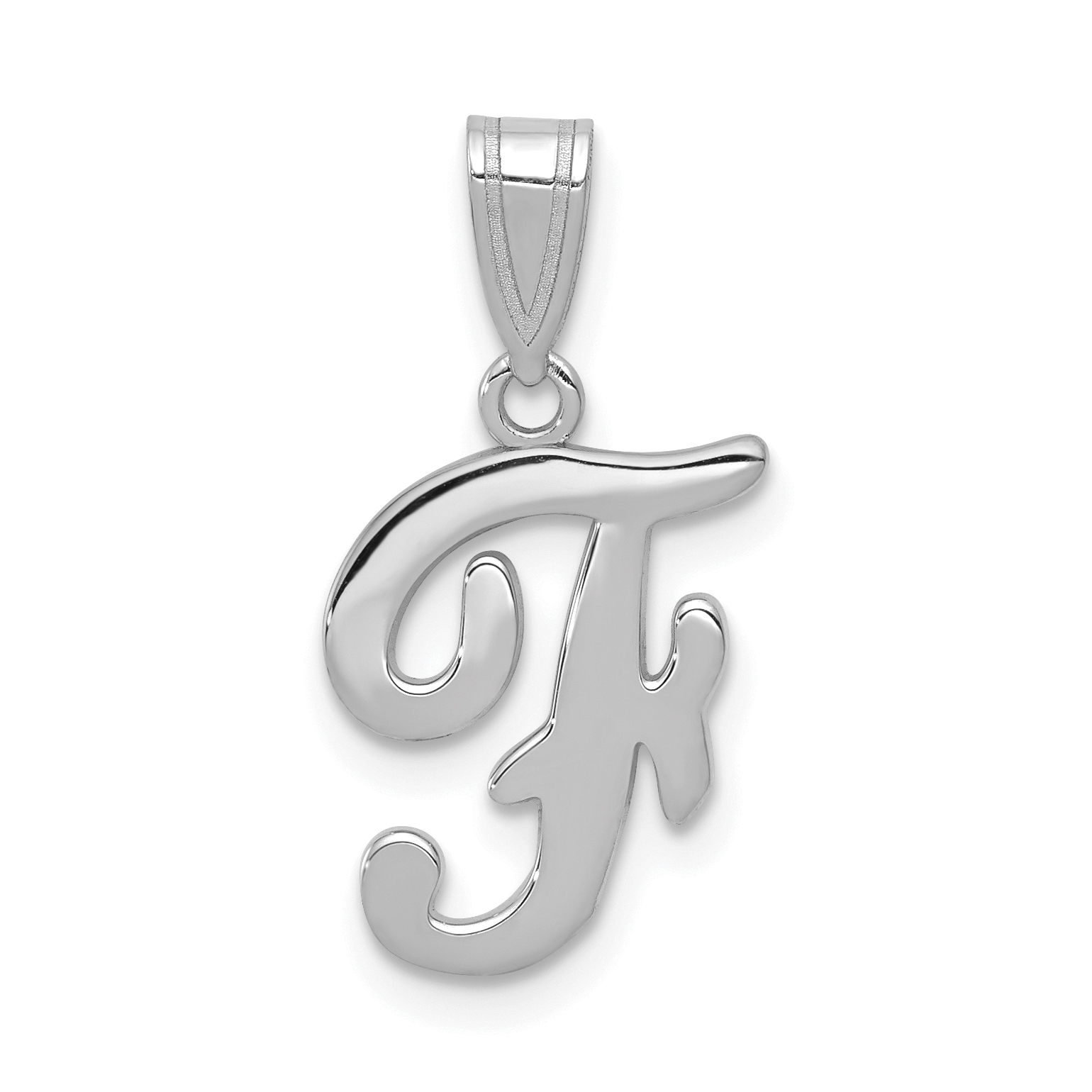 14KW White Gold Script Letter F Initial Pendant (YC993WF)