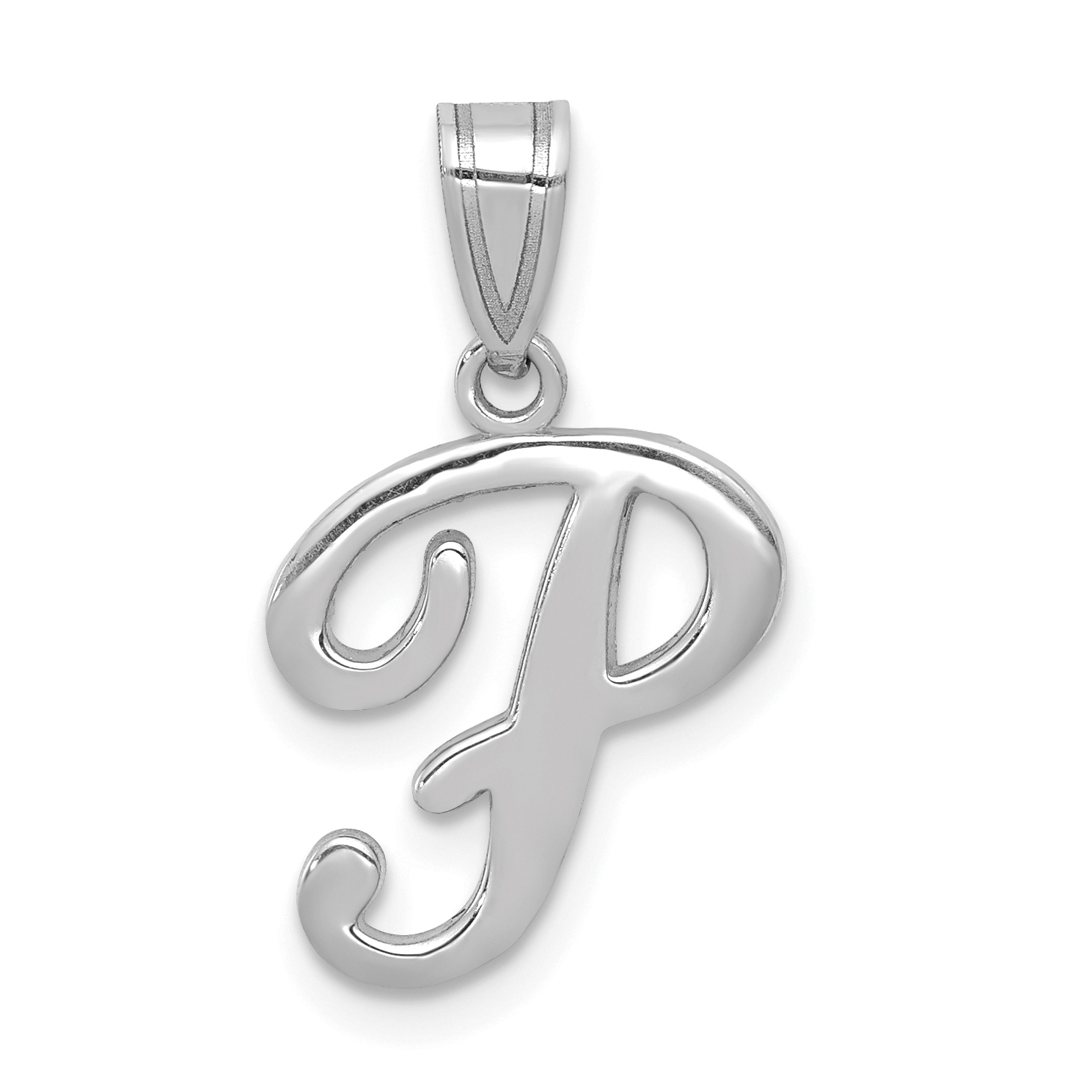 14KW White Gold Script Letter P Initial Pendant (YC993WP)