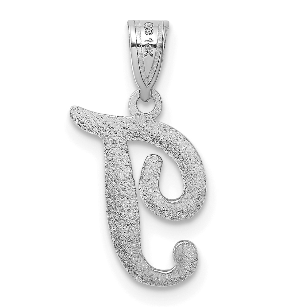 14KW White Gold Script Letter T Initial Pendant (YC993WT)