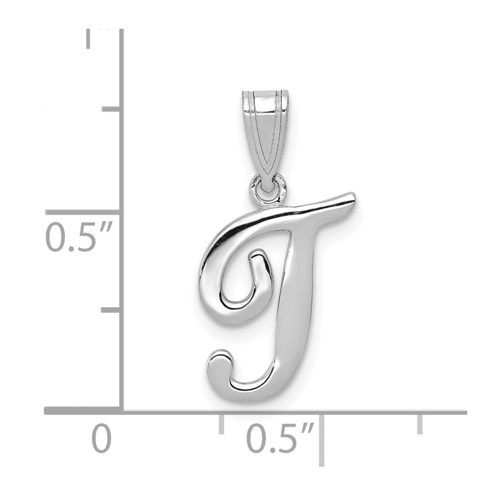 14KW White Gold Script Letter T Initial Pendant (YC993WT)