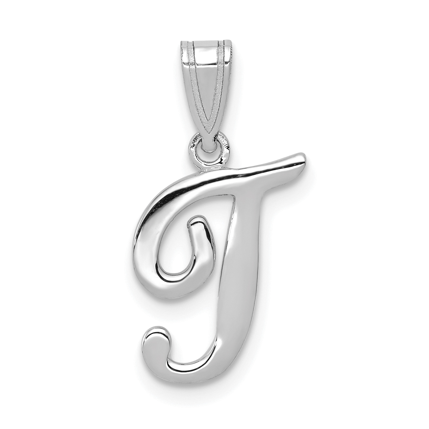 14KW White Gold Script Letter T Initial Pendant (YC993WT)