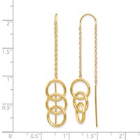 14K Yellow Gold Triple Circle and Chain Threader Earrings view 4