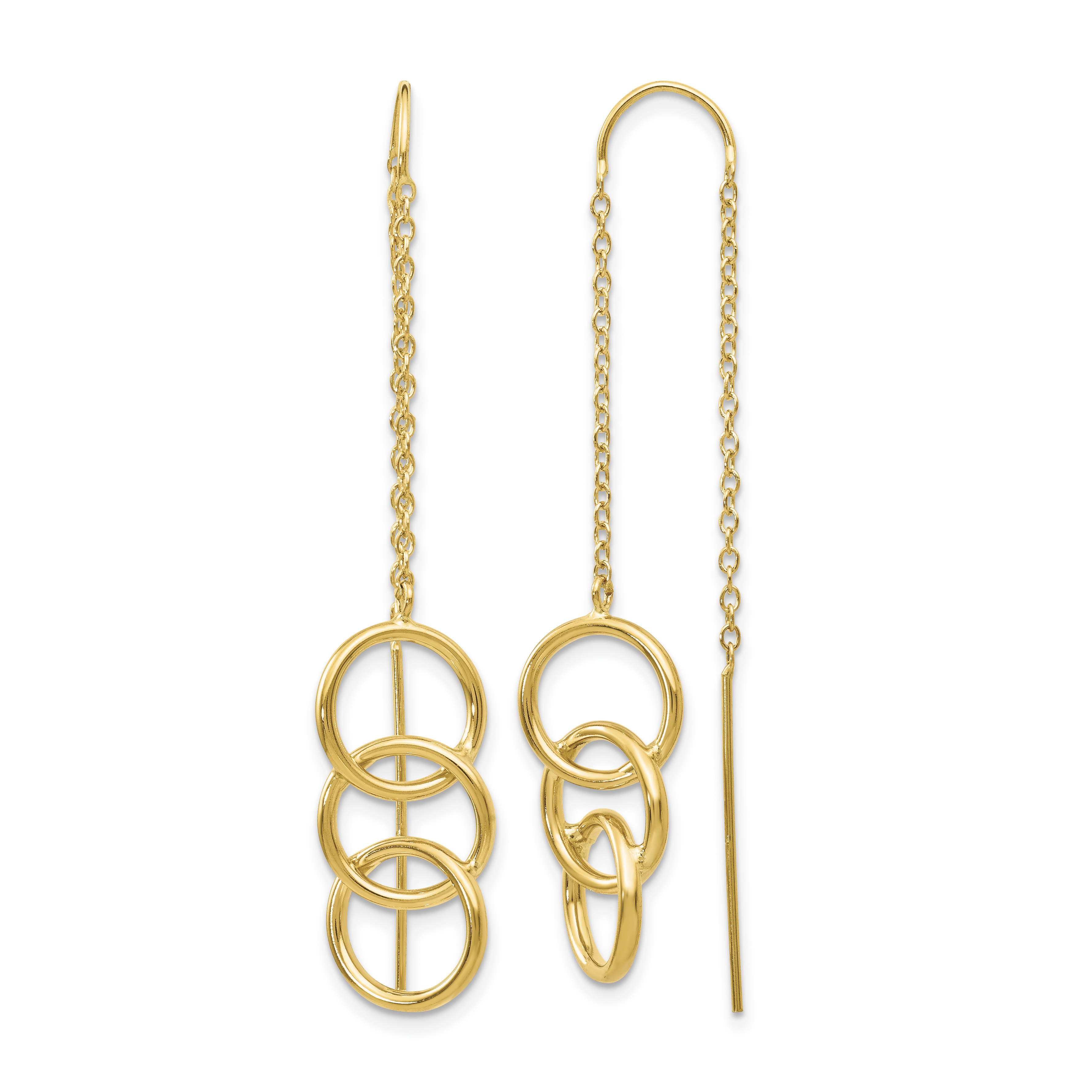 14k Triple Circle Threader Earrings (YE1053)